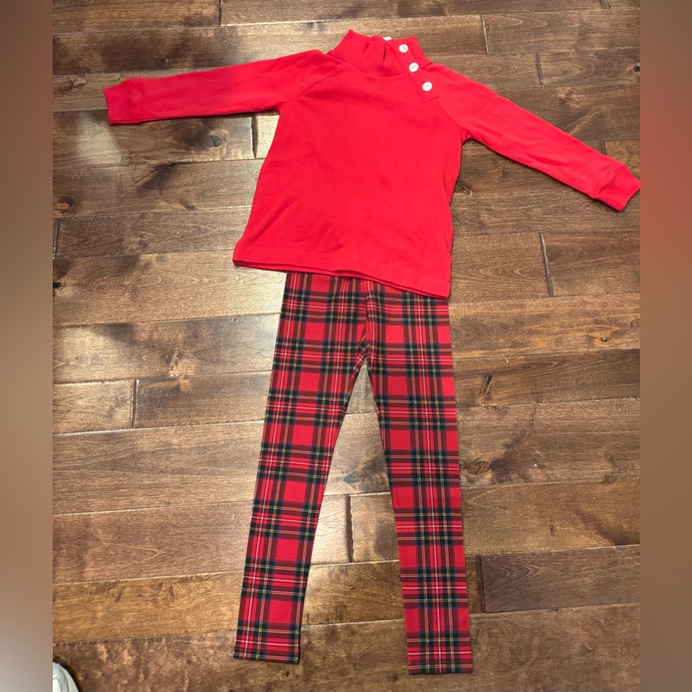 Crewcuts Vibrant Red Button-Up Top + Leggings
